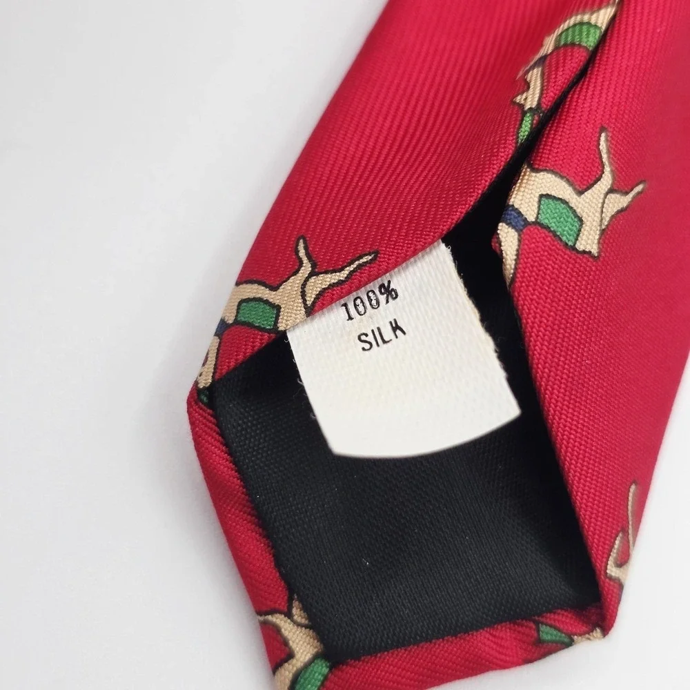 Savile Row Tie Mens One Size Red‎ Silk Reindeer Christmas Novelty Classic Print